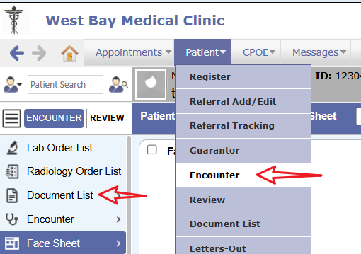 Encounter Document List